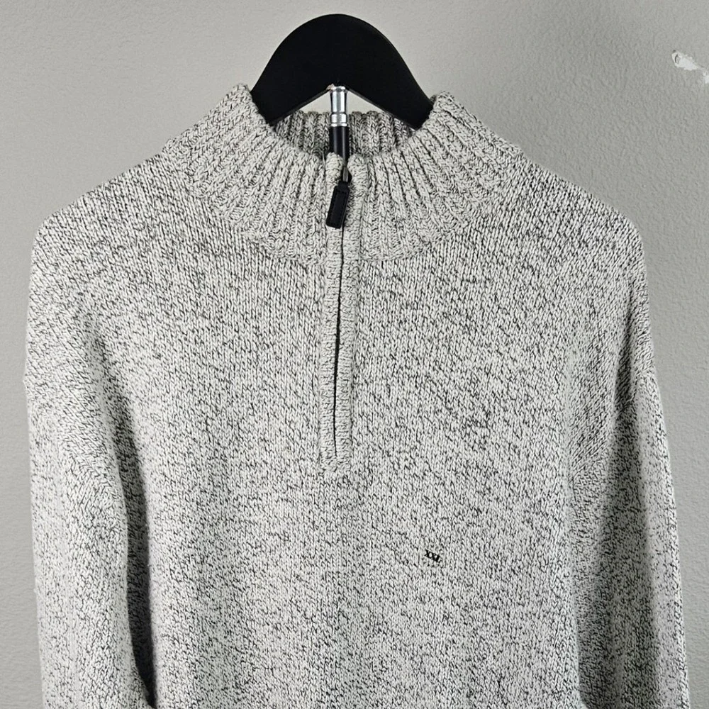 Chaps Quarter Zip Sweater Mens XXL Grey Marled NWT Cotton Blend Mock Neck